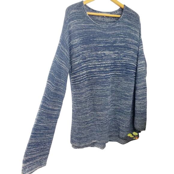 Daisy Fuentes Top XL Oversized Long Knit Sweater Tunic Heathered Blue Womens 1X - Picture 2 of 14
